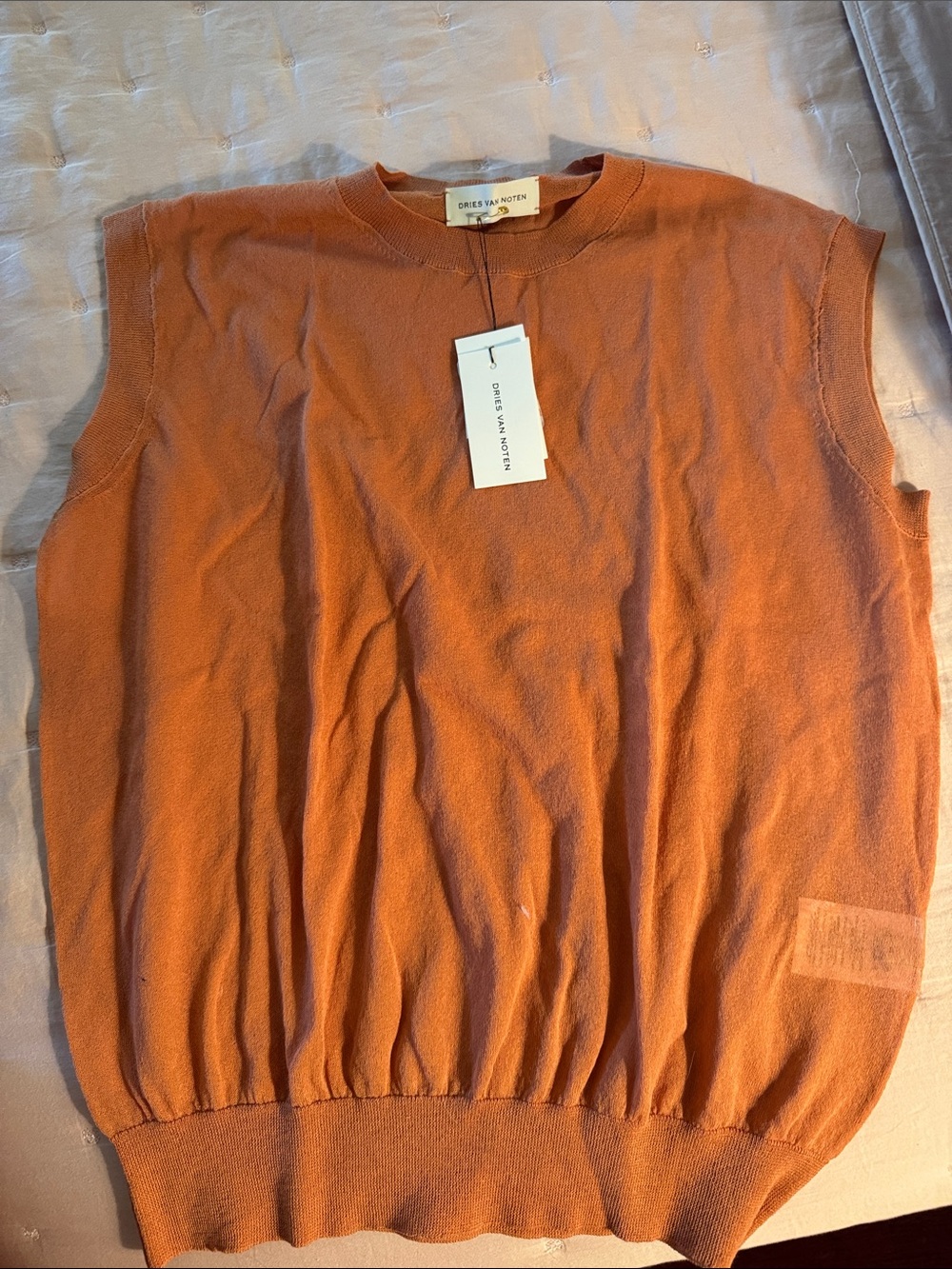 Dries Van Noten Rust Orange Sleeveless Knit Shell
